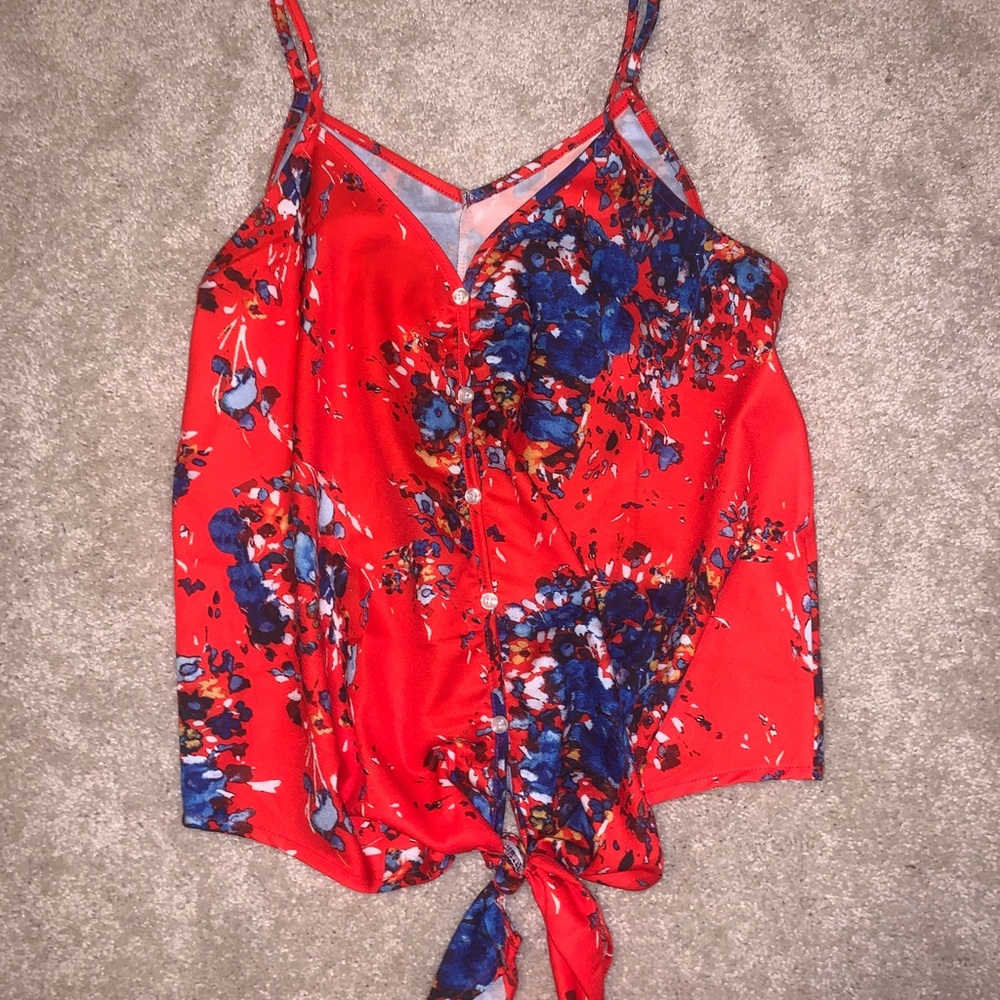 Amazon red floral tank top
